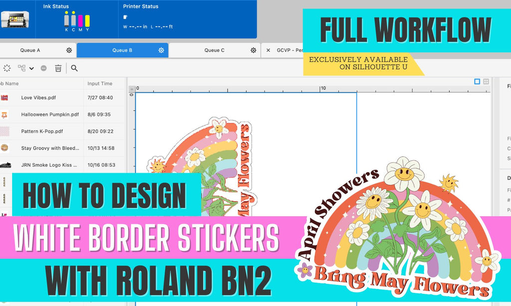 How to Set Up White Border Stickers on the Roland BN2-20A - Silhouette U