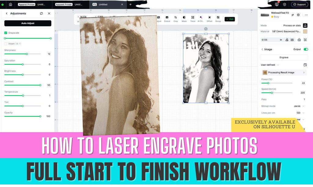 How to Laser Engrave Photos on Wood with xTool | Silhouette U