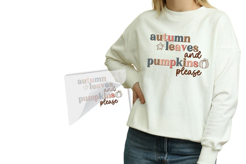 Autumn Leaves and Pumpkins Please DTF Heat Transfer