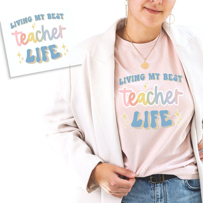 Best Teacher Life Rainbow DTF Transfer