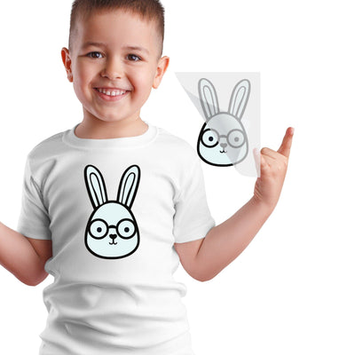 Blue Bunny With Glasses DTF Transfer