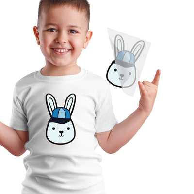 Blue Bunny With Hat DTF Transfer