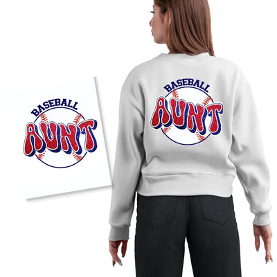 Glitter Navy and Red Baseball Aunt DTF Transfer