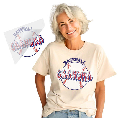 Glitter Navy and Red Baseball Grandma DTF Transfer