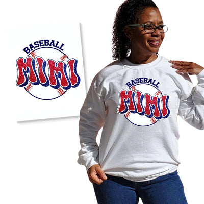 Glitter Navy and Red Baseball Mimi DTF Transfer