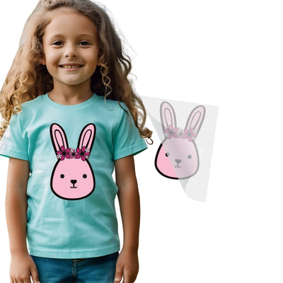 Pink Bunny Floral Crown DTF Transfer
