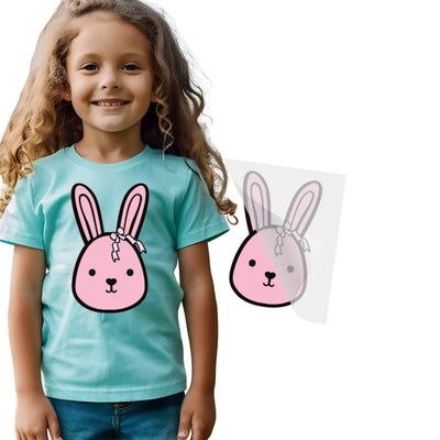 Pink Bunny With Bow DTF Transfer